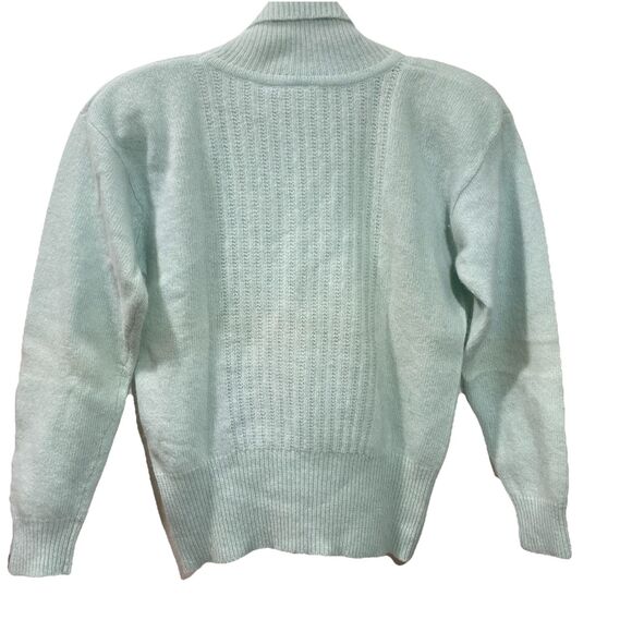 Liz Claiborne Petites Light Aqua Wool Angora Turtleneck Sweater Padded Size P - Picture 6 of 6